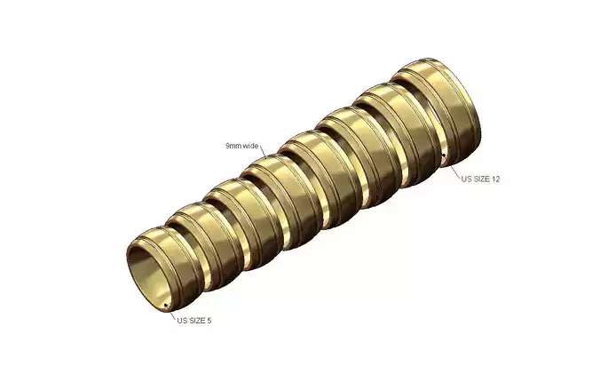 9mm wide double grooved comfort fit wedding band US sizes 5to12