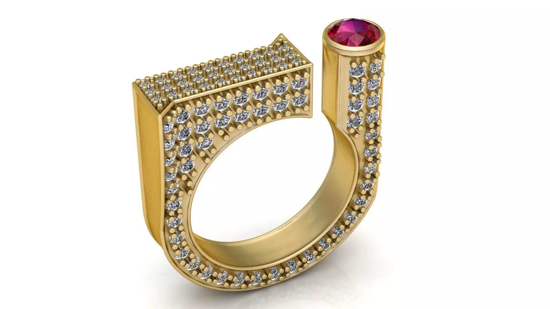 Royal Edge Ruby Diamond Ring 3D print model