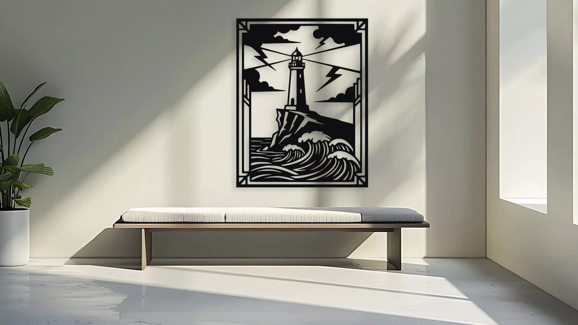 Lighthouse Storm Wall Decor Art 3D model_3