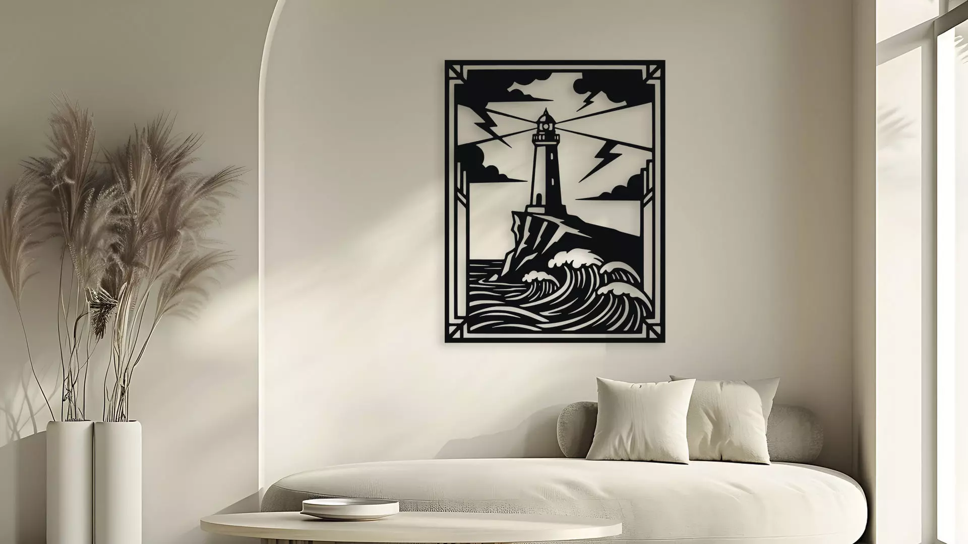 Lighthouse Storm Wall Decor Art 3D model_5