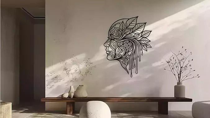 Nature Inspired Floral Face Wall Decor Art