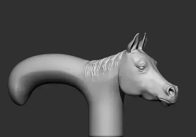 horse Head Walking Stick HandleCane 3D Printable Model cnc