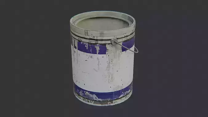 Weathered Paint Can with Blue Stripes
