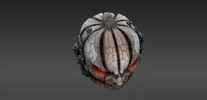 Pumpkin Warrior Mask 3D Print Halloween Battle Mask 3D model_14