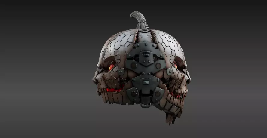 Pumpkin Warrior Mask 3D Print Halloween Battle Mask 3D model_11