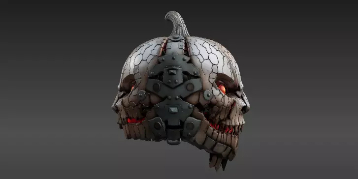 Pumpkin Warrior Mask 3D Print Halloween Battle Mask 3D model_15