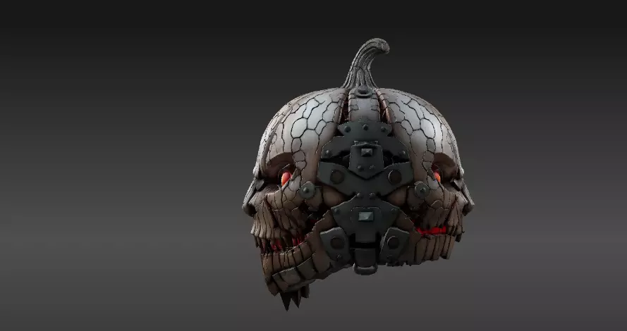 Pumpkin Warrior Mask 3D Print Pumpkin Halloween Battle Mask 3D print model_13