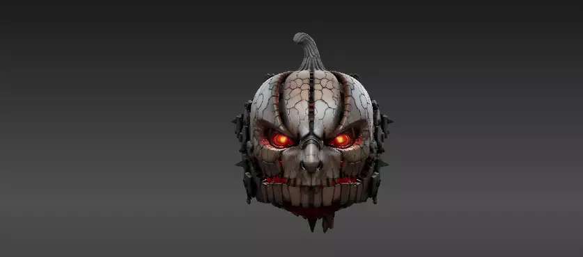 Pumpkin Warrior Mask 3D Print Pumpkin Halloween Battle Mask 3D print model_6