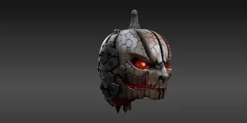 Pumpkin Warrior Mask 3D Print Pumpkin Halloween Battle Mask 3D print model_3