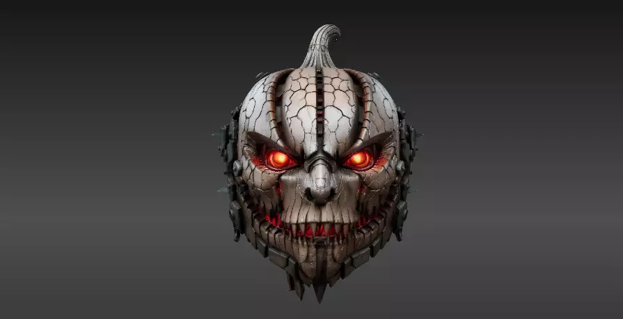 Pumpkin Warrior Mask 3D Print Pumpkin Halloween Battle Mask 3D print model_9