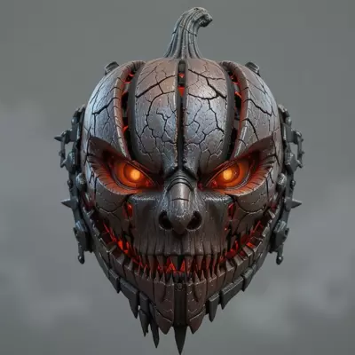 Pumpkin Warrior Mask 3D Print Pumpkin Halloween Battle Mask 3D print model_22