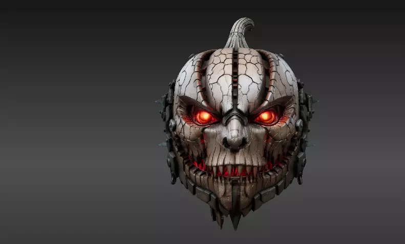 Pumpkin Warrior Mask 3D Print Pumpkin Halloween Battle Mask 3D print model_0