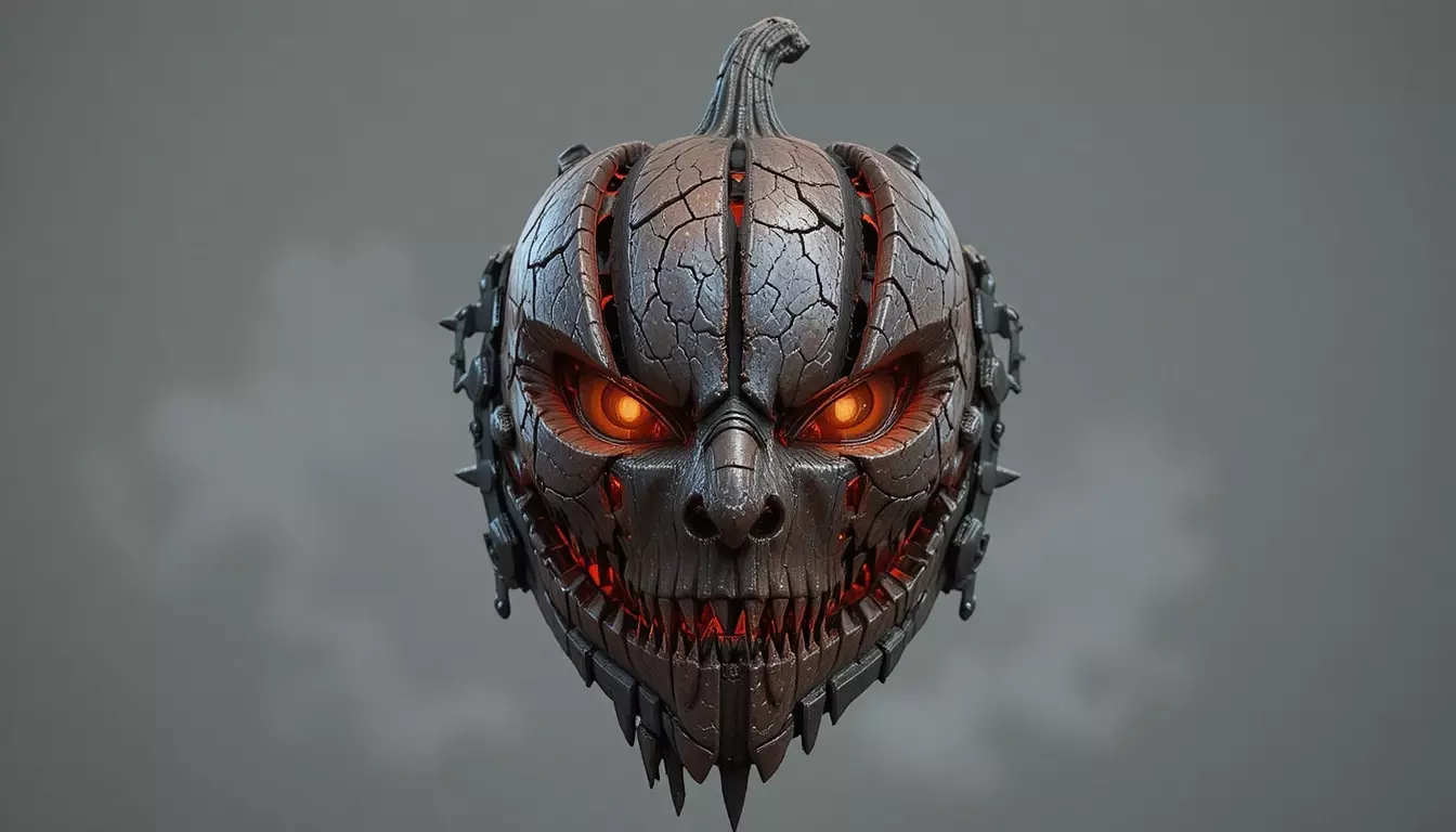 Pumpkin Warrior Mask 3D Print Pumpkin Halloween Battle Mask 3D print model_1