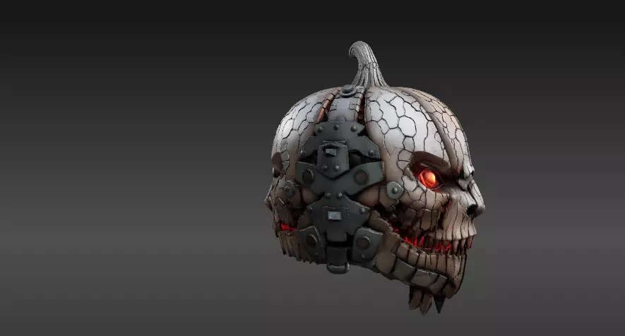Pumpkin Warrior Mask 3D Print Pumpkin Halloween Battle Mask 3D print model_10
