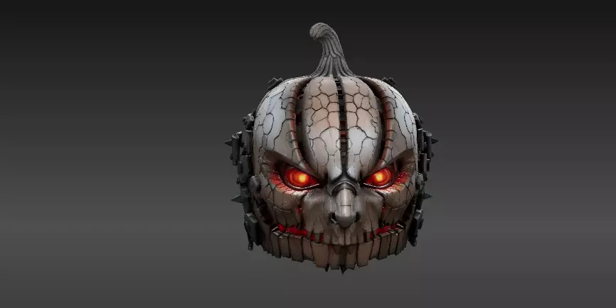 Pumpkin Warrior Mask 3D Print Pumpkin Halloween Battle Mask 3D print model_12