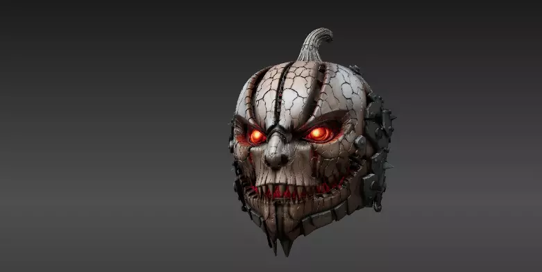 Pumpkin Warrior Mask 3D Print Pumpkin Halloween Battle Mask 3D print model_16