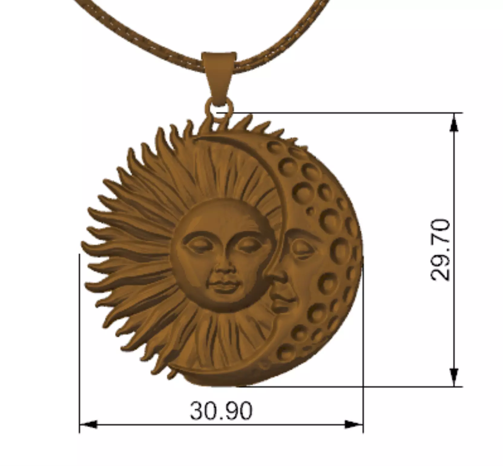 sun and moon pendant 3D print model_0
