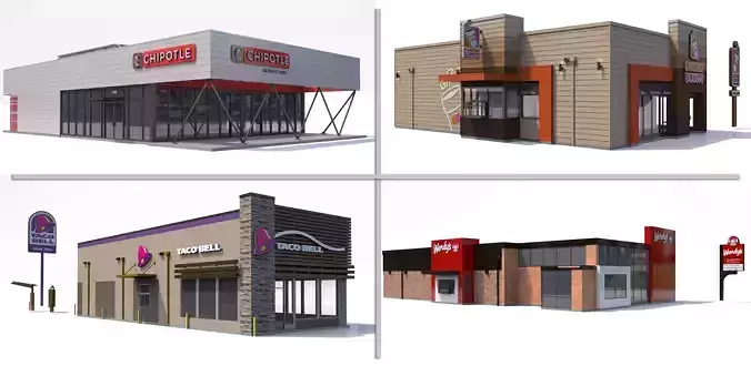 Fast Food Restaurant Collection 3D model