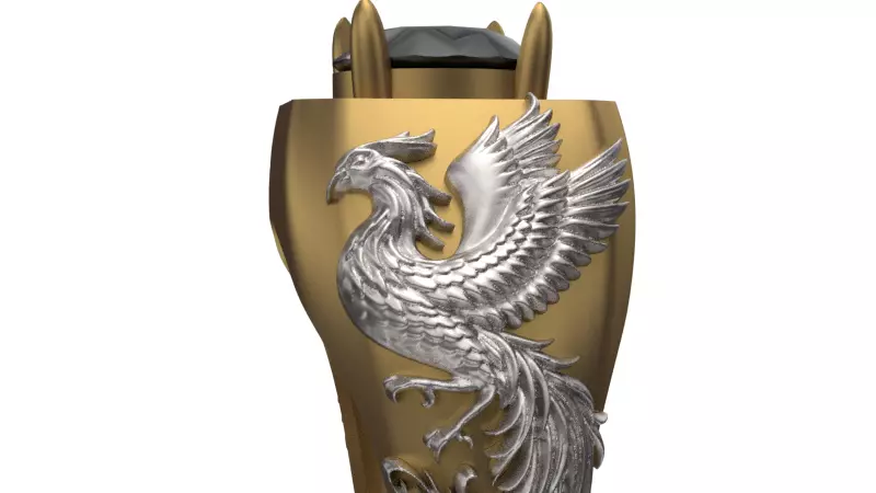 a dragon and bird combined ring 3D print model_11