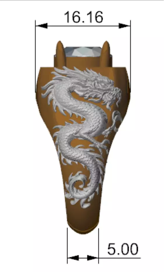 a dragon and bird combined ring 3D print model_2