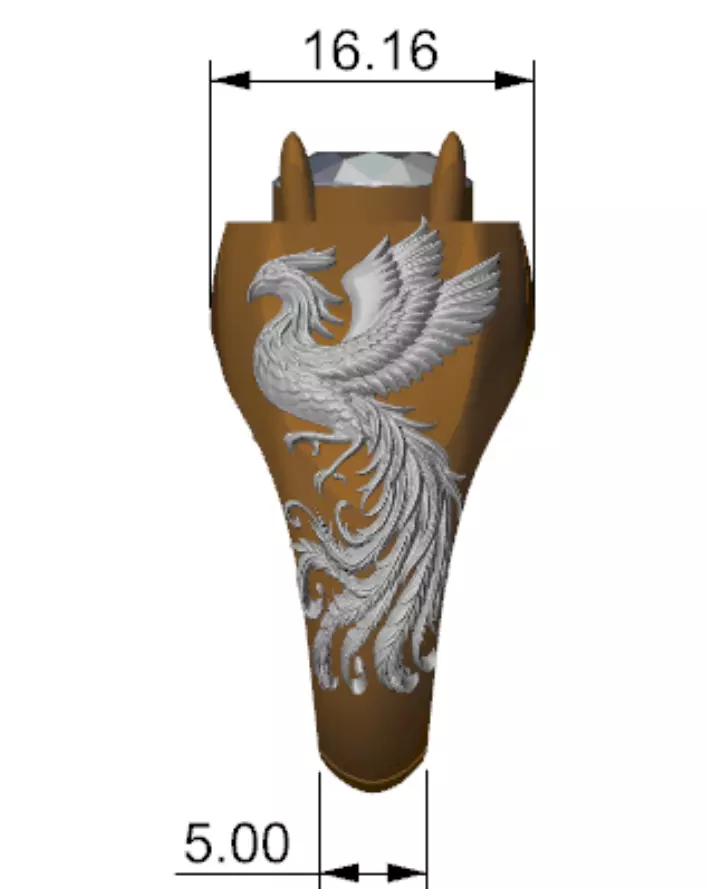 a dragon and bird combined ring 3D print model_3