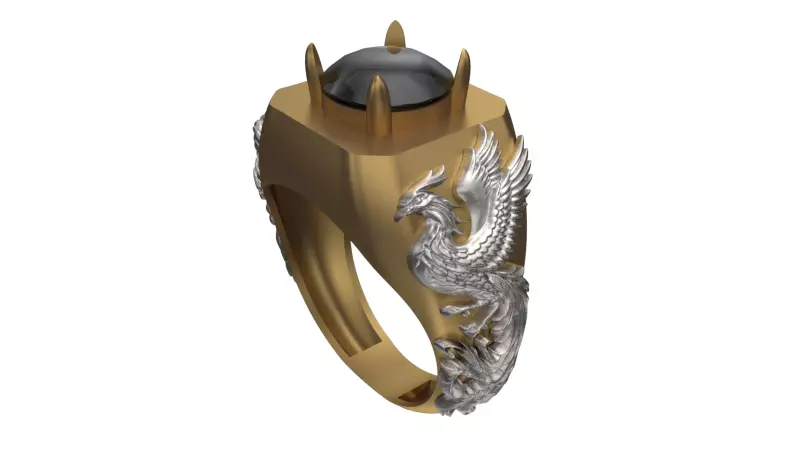 a dragon and bird combined ring 3D print model_7
