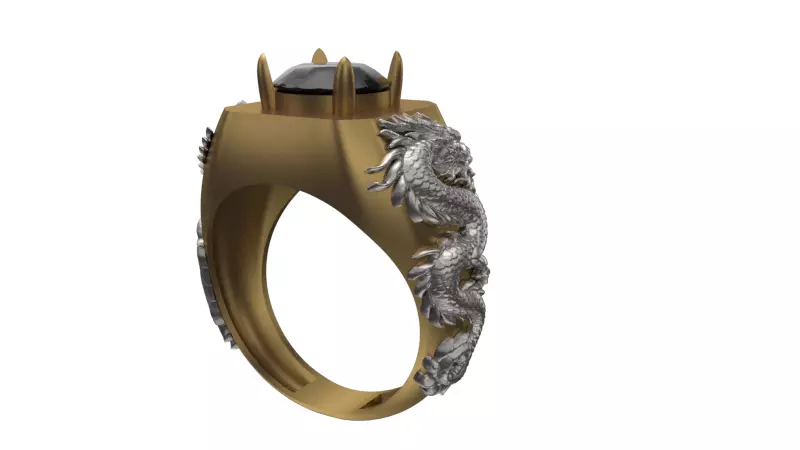 a dragon and bird combined ring 3D print model_9