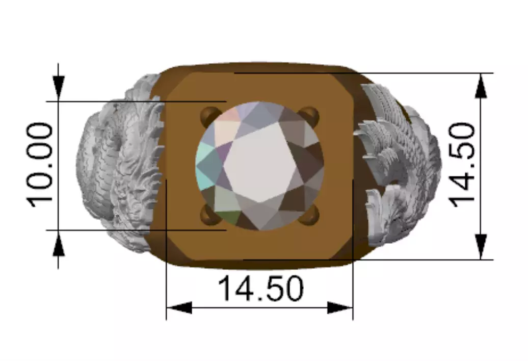 a dragon and bird combined ring 3D print model_12