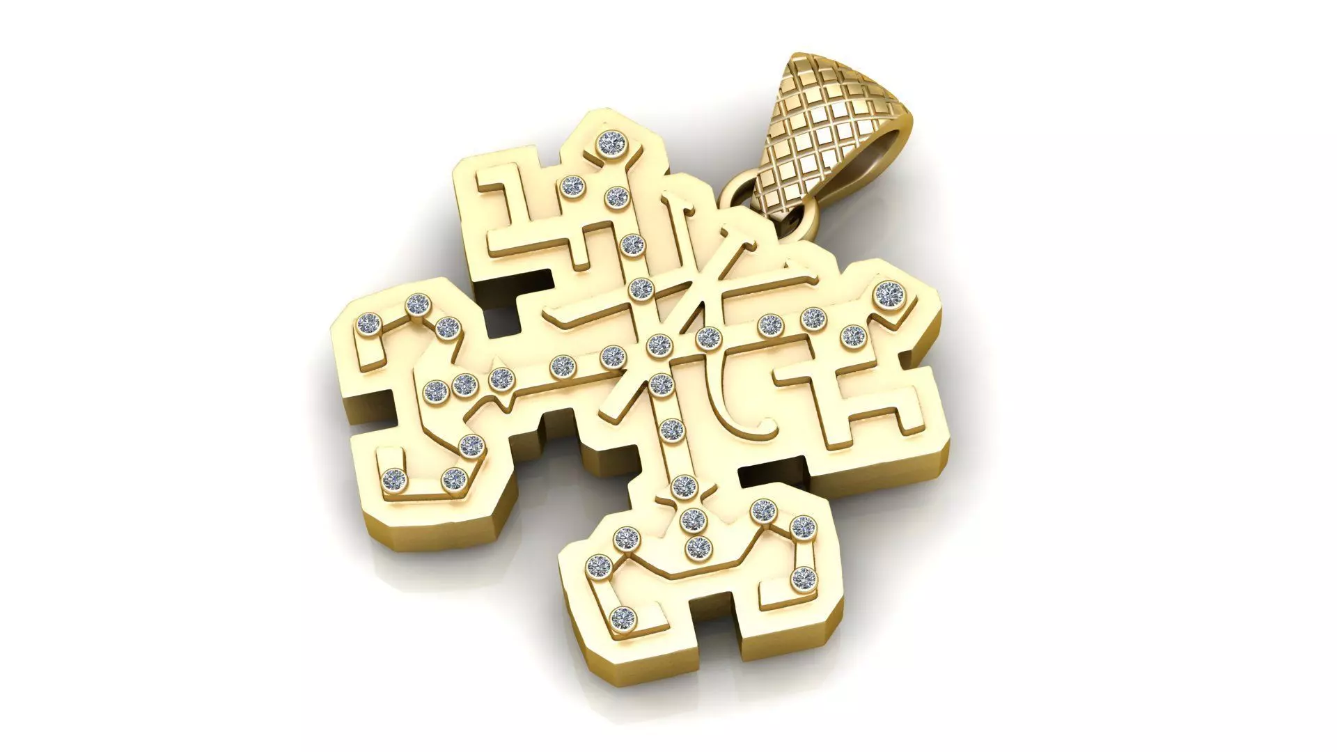 Geometric Diamond Cross Pendant 3D print model_1