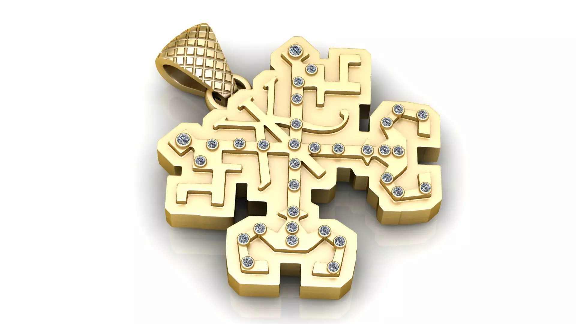 Geometric Diamond Cross Pendant 3D print model_0