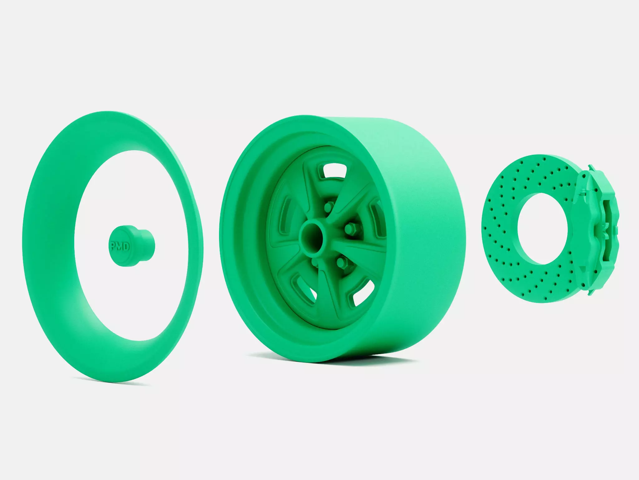 15x7 Pontiac Rallye II Wheel and Brake 3D print model_5