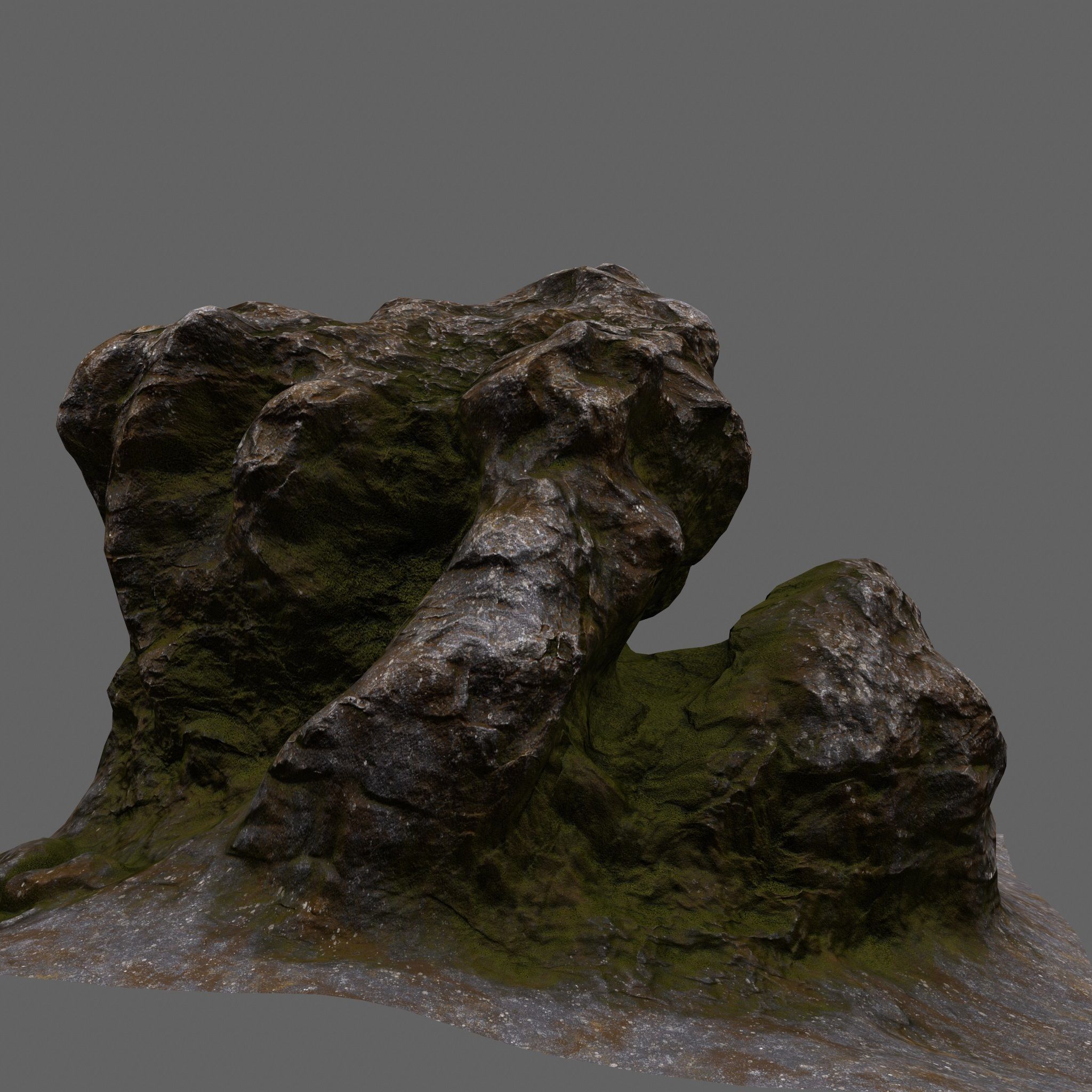 Rocks rock with grass Low-poly 3D model_3