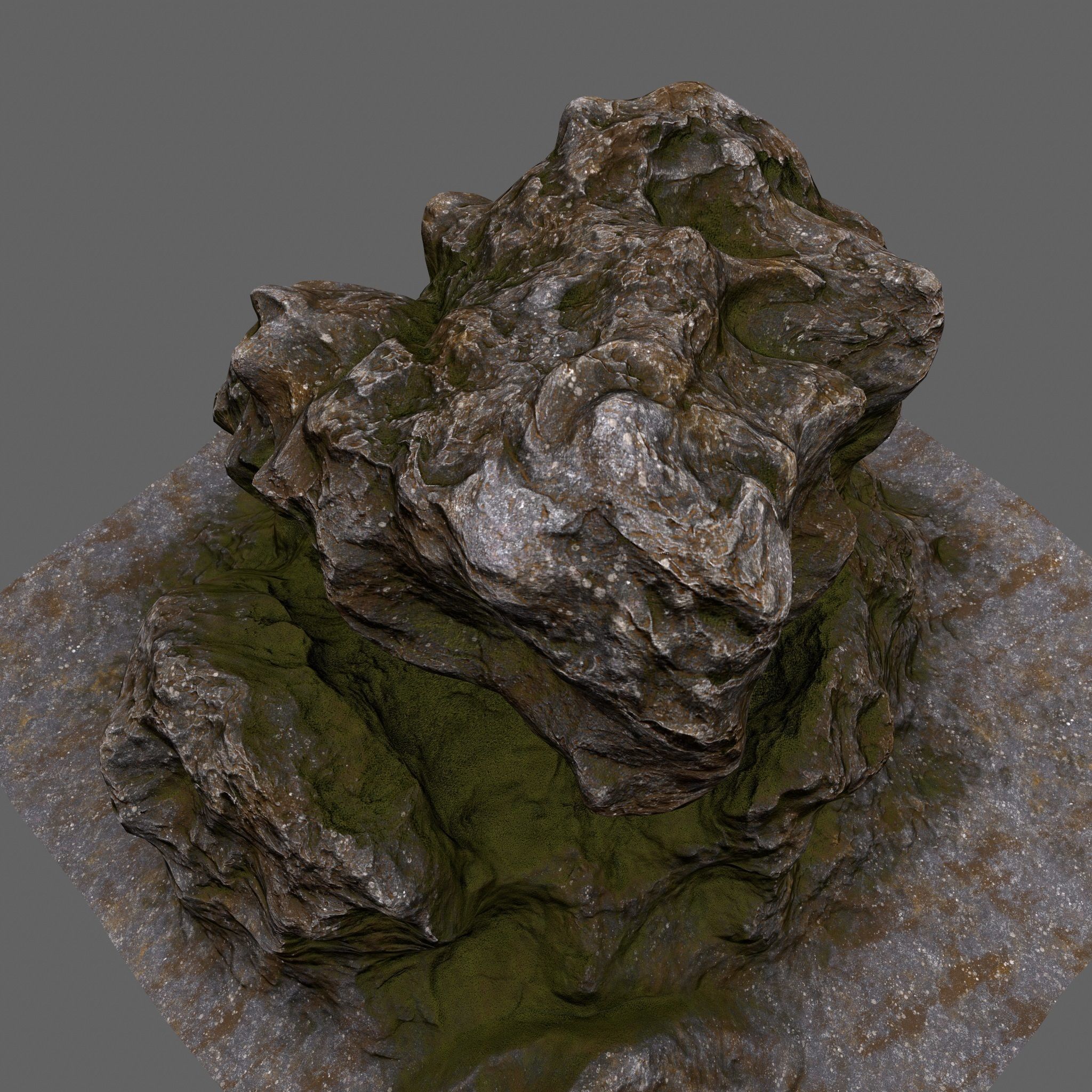 Rocks rock with grass Low-poly 3D model_8