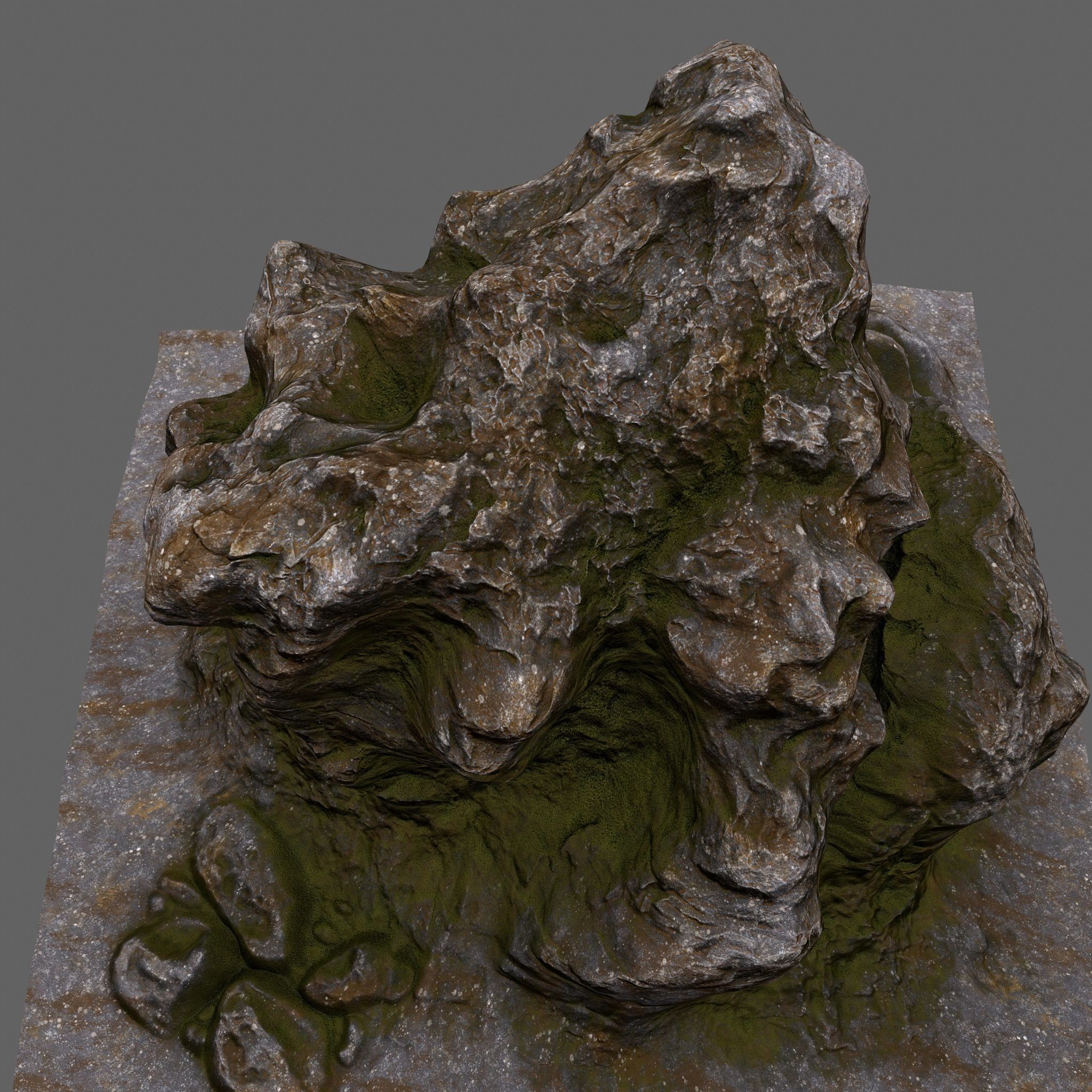 Rocks rock with grass Low-poly 3D model_9