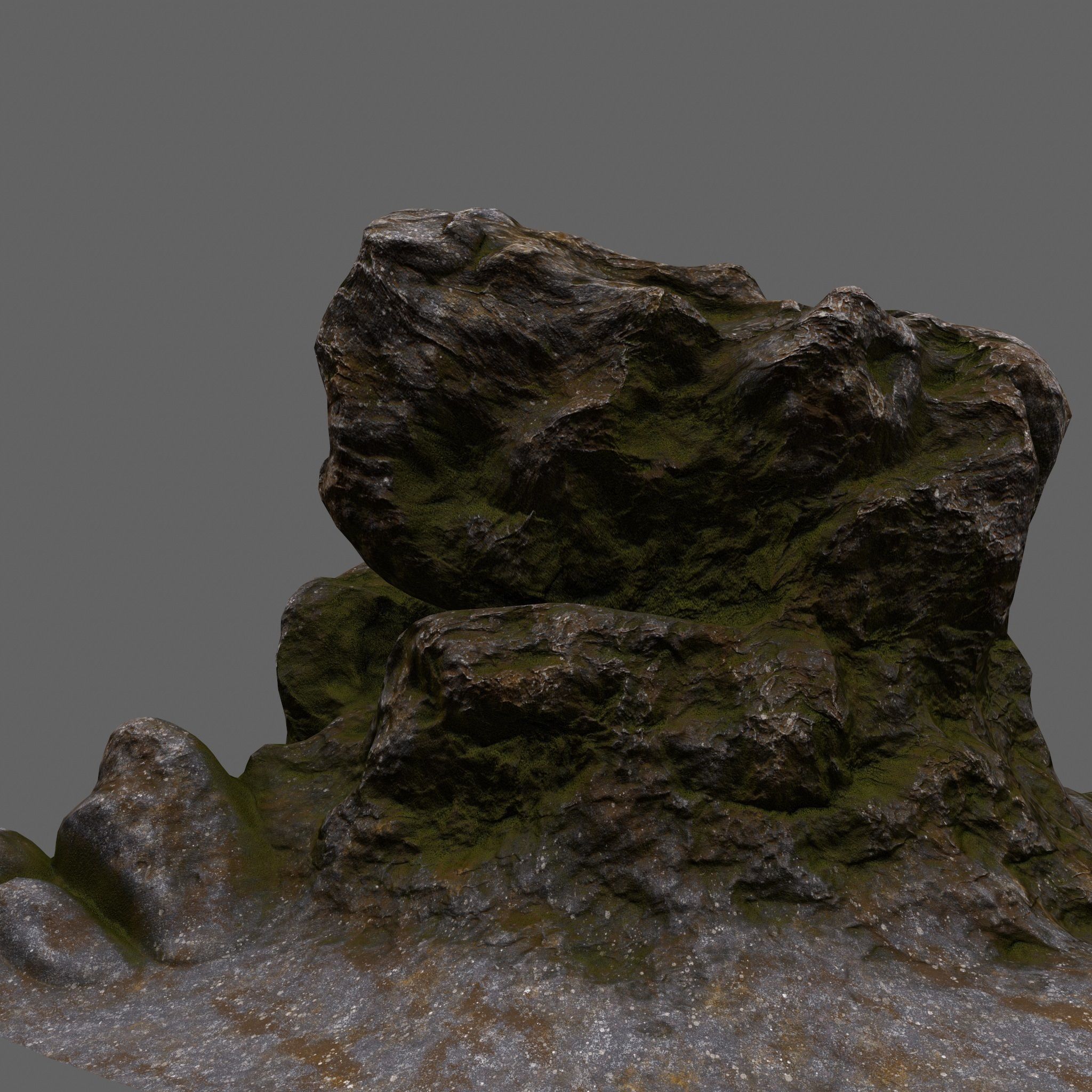 Rocks rock with grass Low-poly 3D model_7