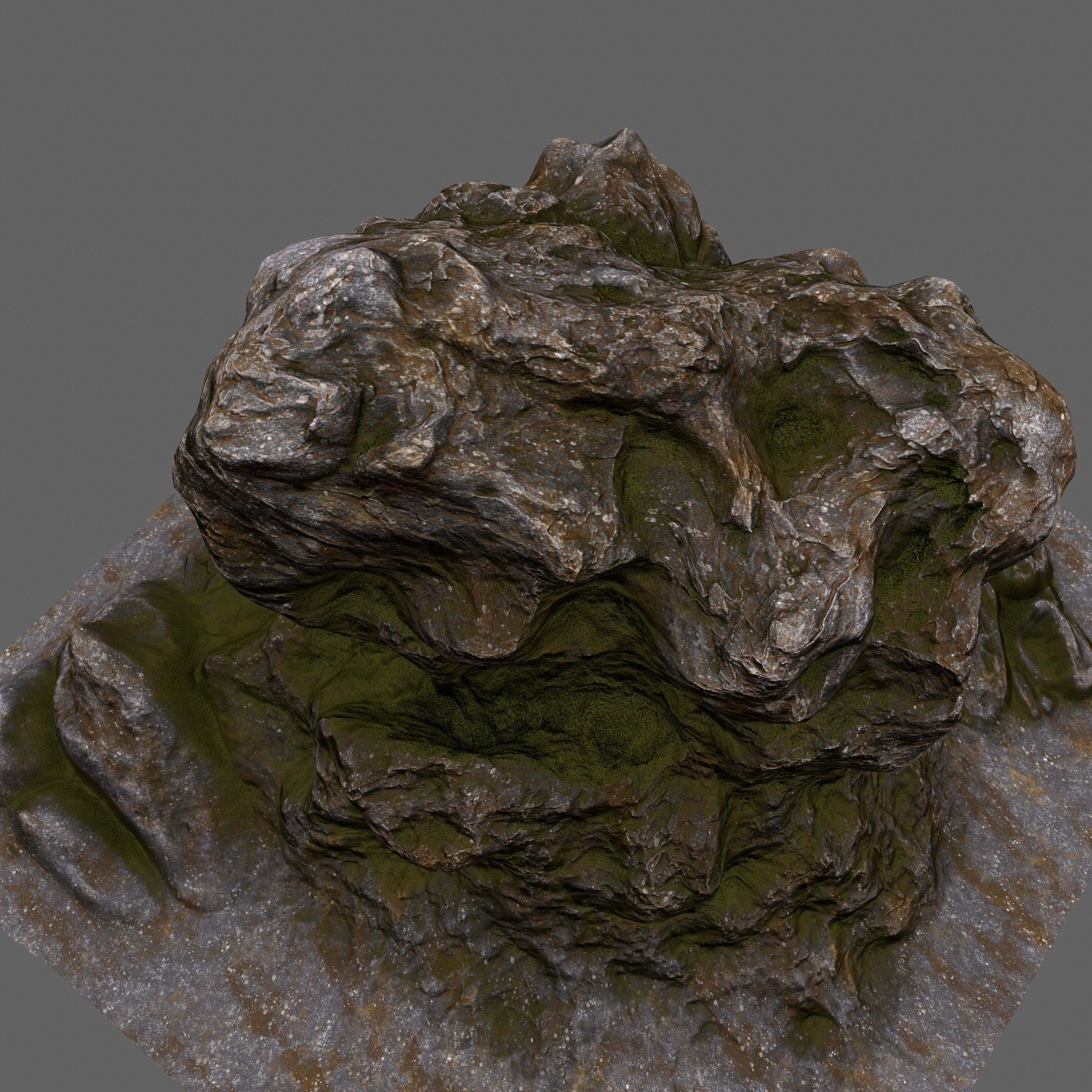 Rocks rock with grass Low-poly 3D model_10