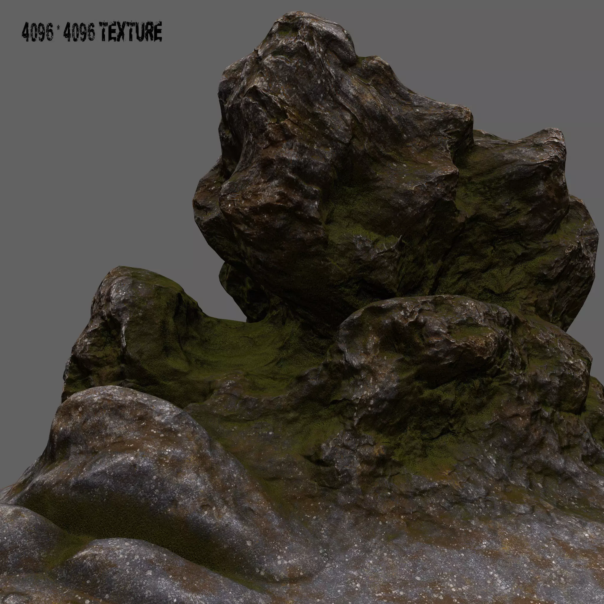 Rocks rock with grass Low-poly 3D model_0