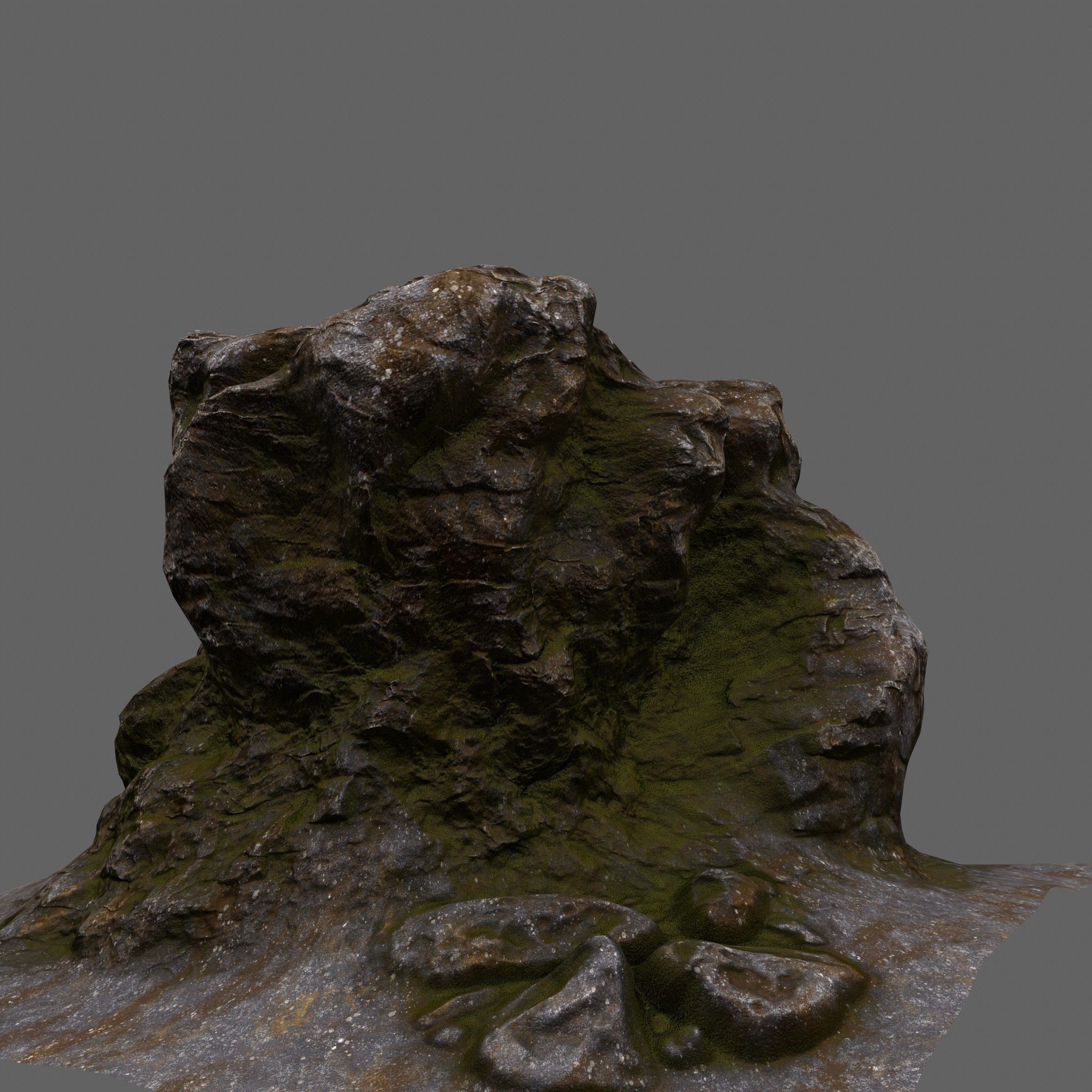 Rocks rock with grass Low-poly 3D model_6