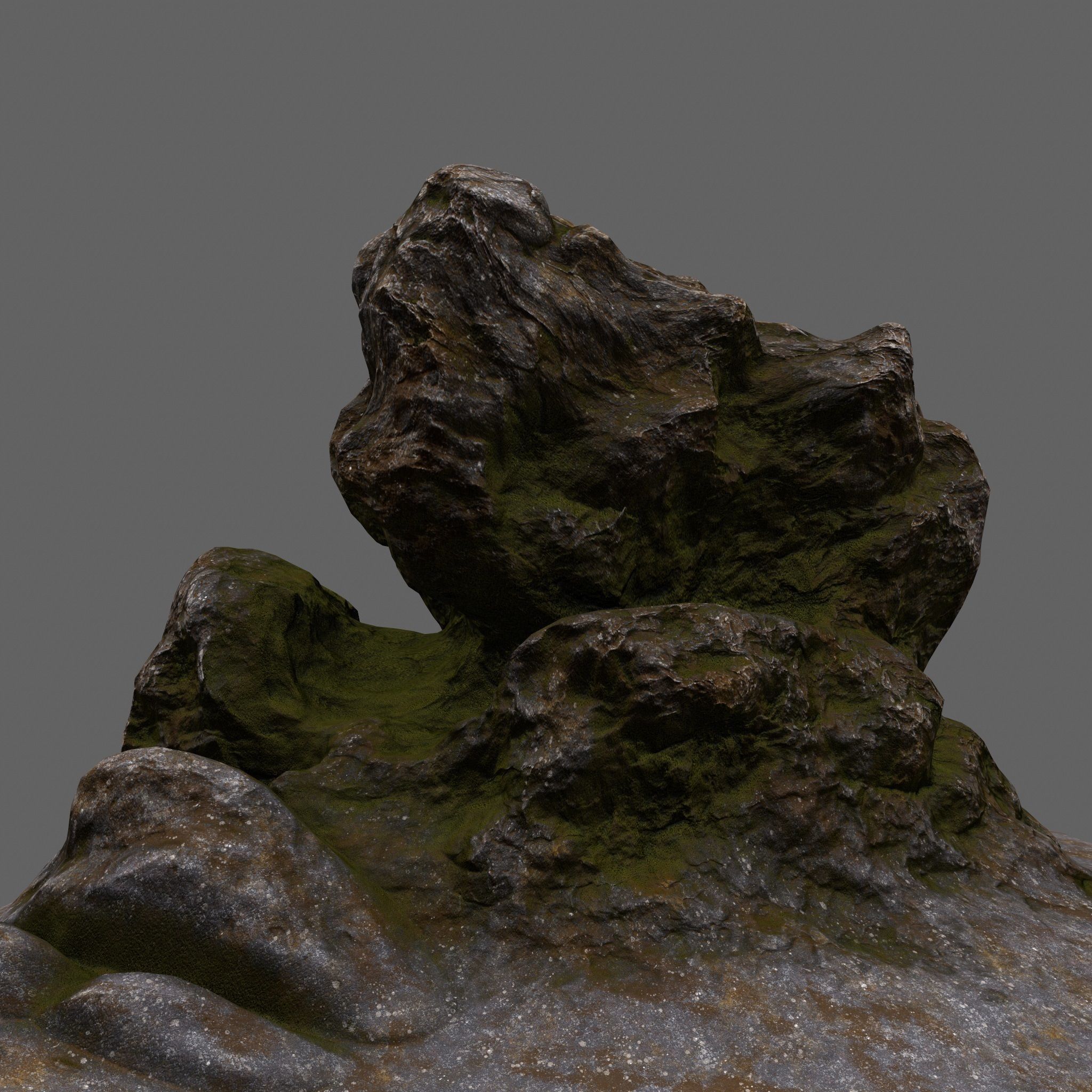 Rocks rock with grass Low-poly 3D model_5