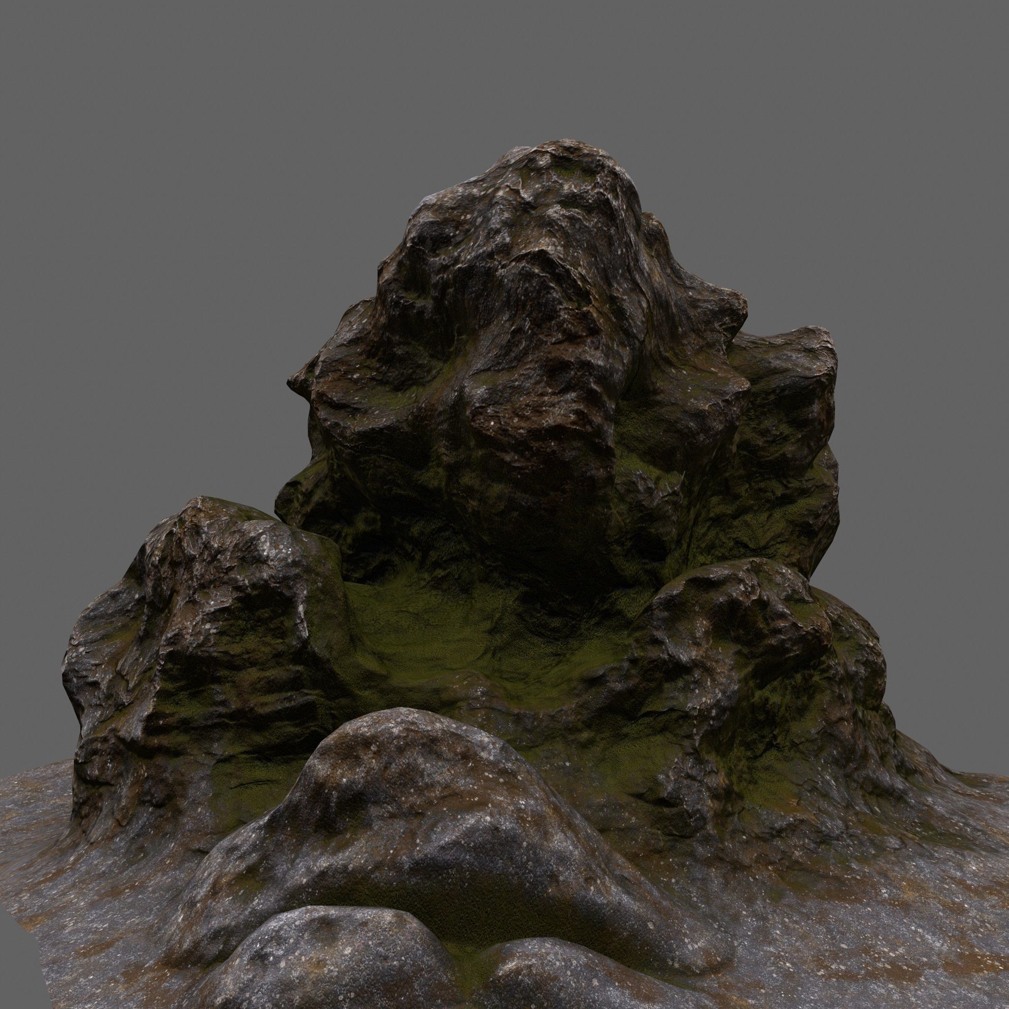 Rocks rock with grass Low-poly 3D model_2