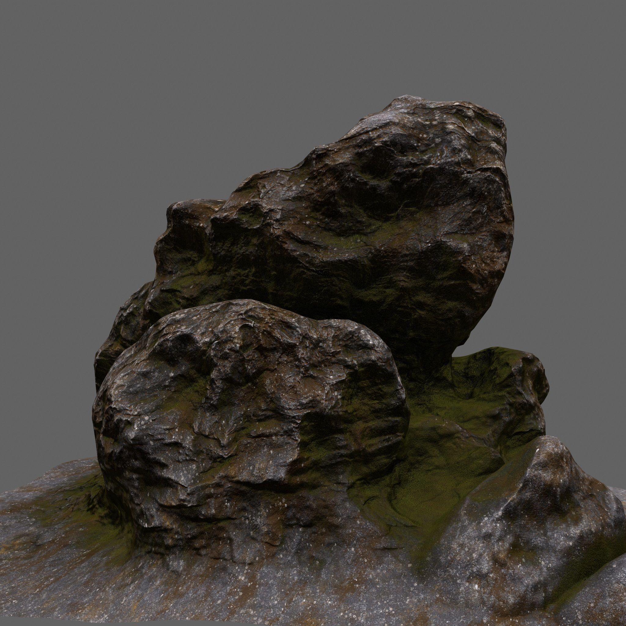 Rocks rock with grass Low-poly 3D model_1