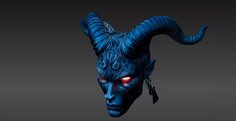 Mystic Horned Mask 3D Print Model Tribal Horned Helmet  3D model_1