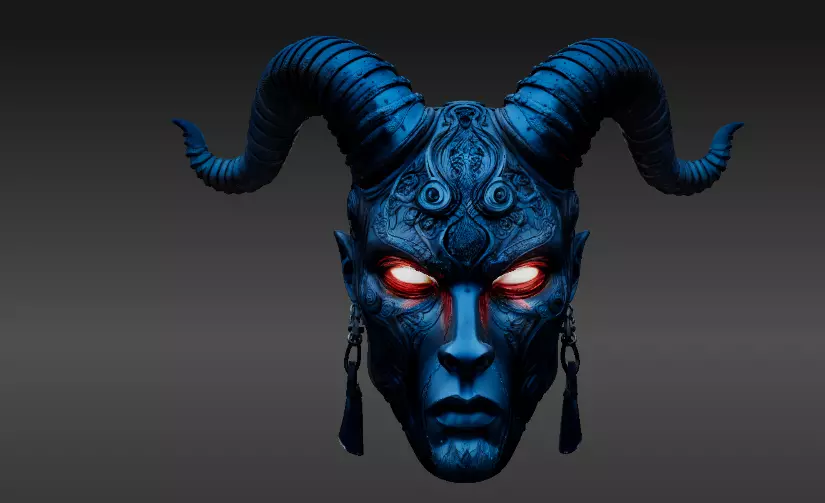 Mystic Horned Mask 3D Print Model Tribal Horned Helmet  3D model_5