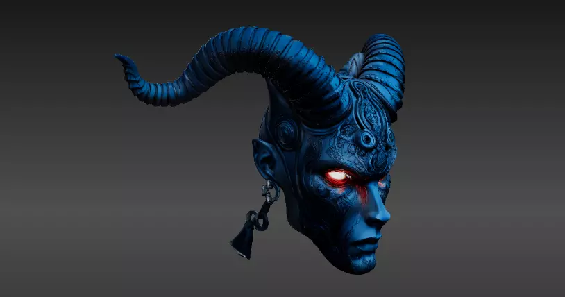 Mystic Horned Mask 3D Print Model Tribal Horned Helmet  3D model_2