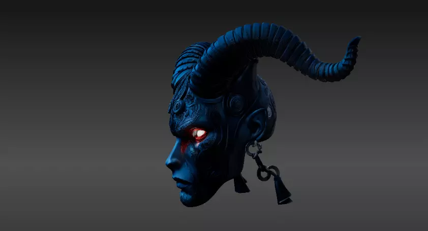 Mystic Horned Mask 3D Print Model Tribal Horned Helmet  3D model_10