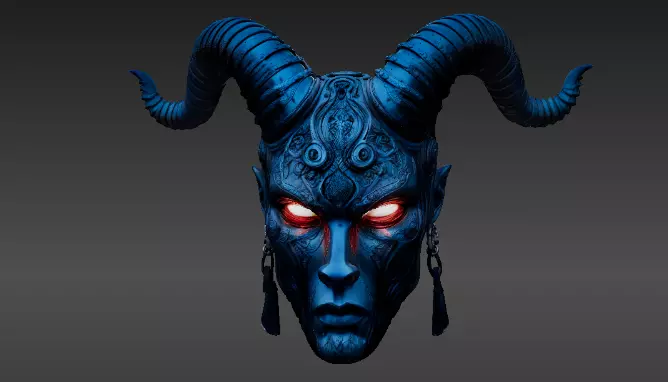 Mystic Horned Mask 3D Print Model Tribal Horned Helmet  3D model_3