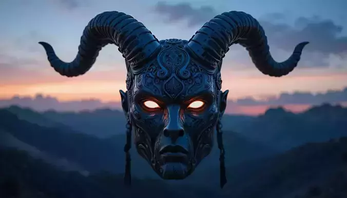 Mystic Horned Mask 3D Print Model Tribal Horned Helmet  3D model