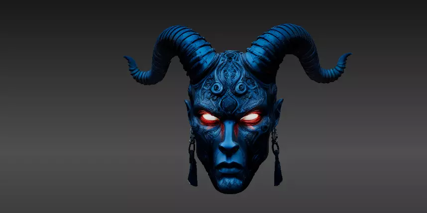 Mystic Horned Mask 3D Print Model Tribal Horned Helmet  3D model_7