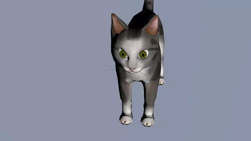 Grey and black Cat Low-poly 3D model