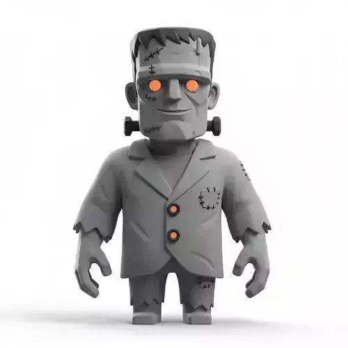 Gray Monster 3D Model Realistic Halloween Horror Character